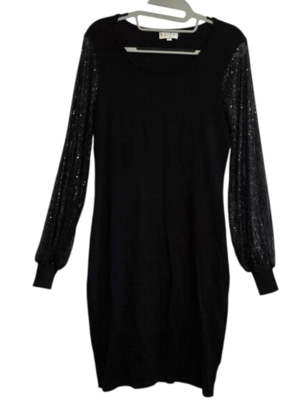 Birch NY Mini Dress Black Sequin Long Sleeve Formal Party Wedding Guest Sz S LBD